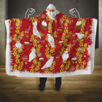 Australia Sulphur-crested Cockatoo Christmas Hooded Blanket Aussie Golden Wattle Seamless Style