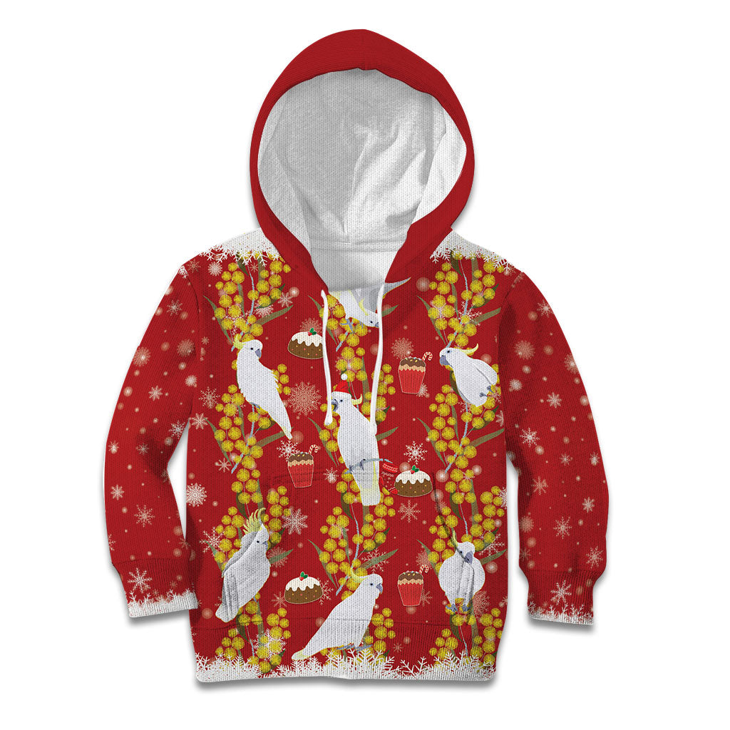 Australia Sulphur-crested Cockatoo Christmas Kid Hoodie Aussie Golden Wattle Seamless Style