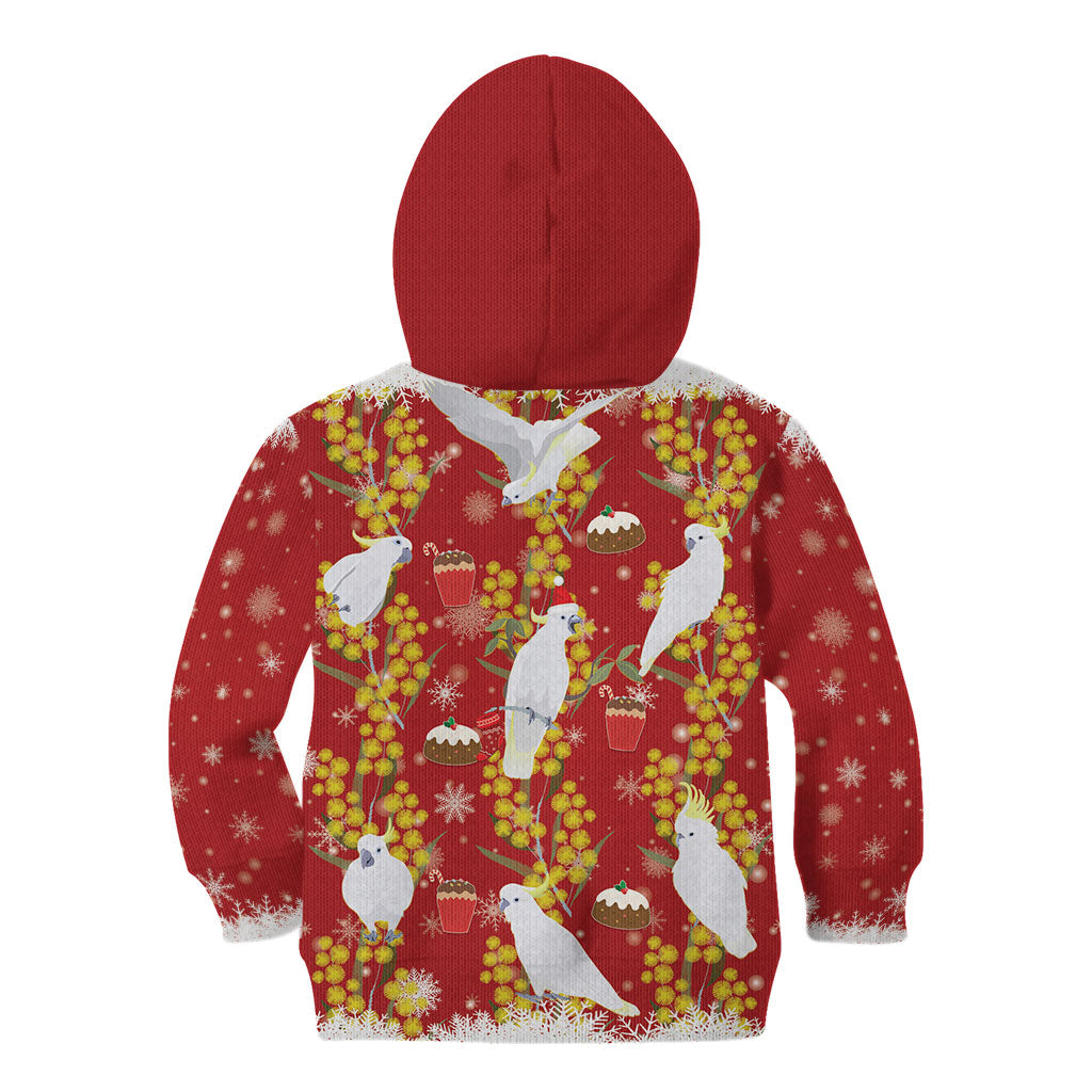 Australia Sulphur-crested Cockatoo Christmas Kid Hoodie Aussie Golden Wattle Seamless Style