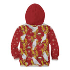 Australia Sulphur-crested Cockatoo Christmas Kid Hoodie Aussie Golden Wattle Seamless Style