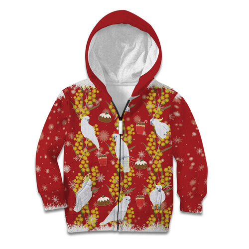 Australia Sulphur-crested Cockatoo Christmas Kid Hoodie Aussie Golden Wattle Seamless Style