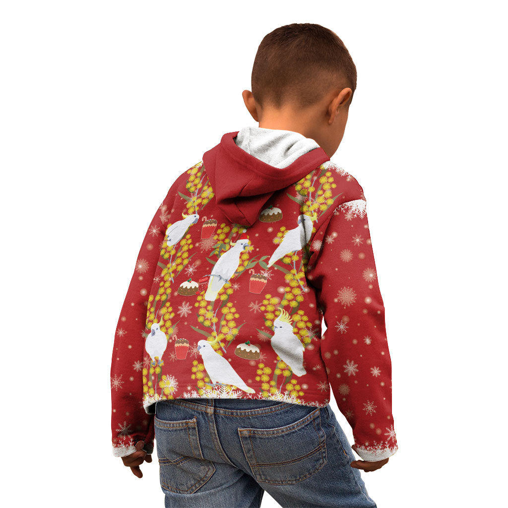 Australia Sulphur-crested Cockatoo Christmas Kid Hoodie Aussie Golden Wattle Seamless Style