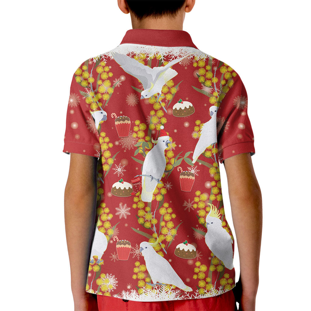 Australia Sulphur-crested Cockatoo Christmas Kid Polo Shirt Aussie Golden Wattle Seamless Style