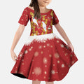 Australia Sulphur-crested Cockatoo Christmas Kid Short Sleeve Dress Aussie Golden Wattle Seamless Style