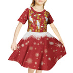 Australia Sulphur-crested Cockatoo Christmas Kid Short Sleeve Dress Aussie Golden Wattle Seamless Style