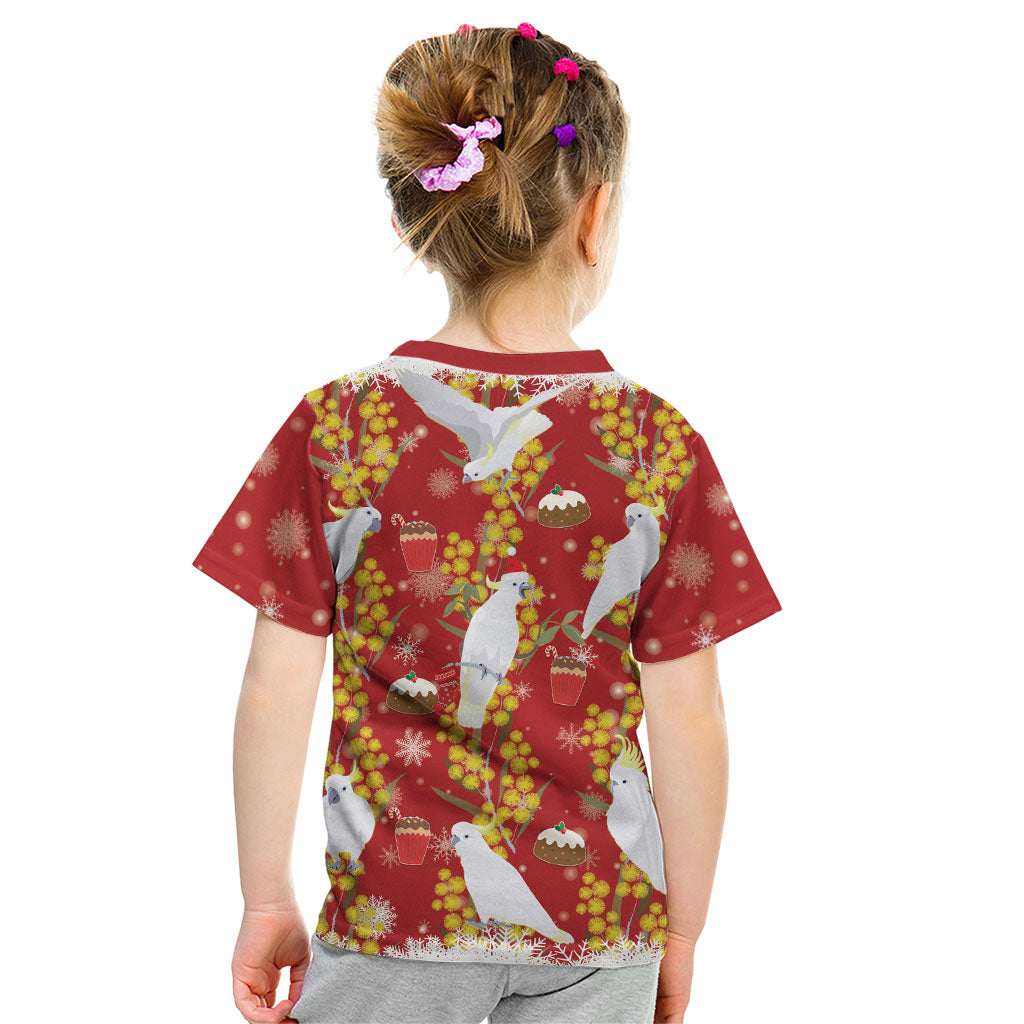 Australia Sulphur-crested Cockatoo Christmas Kid T Shirt Aussie Golden Wattle Seamless Style