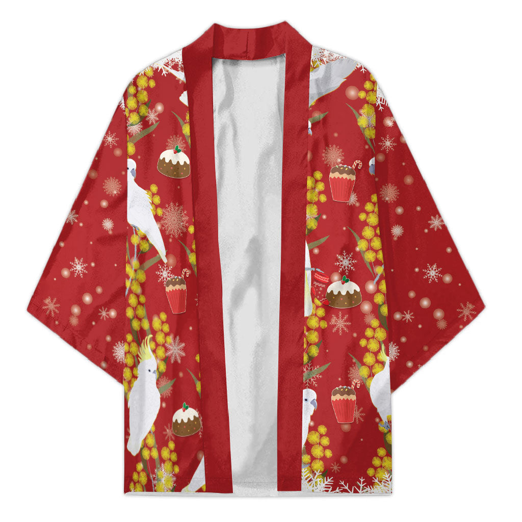 Australia Sulphur-crested Cockatoo Christmas Kimono Aussie Golden Wattle Seamless Style