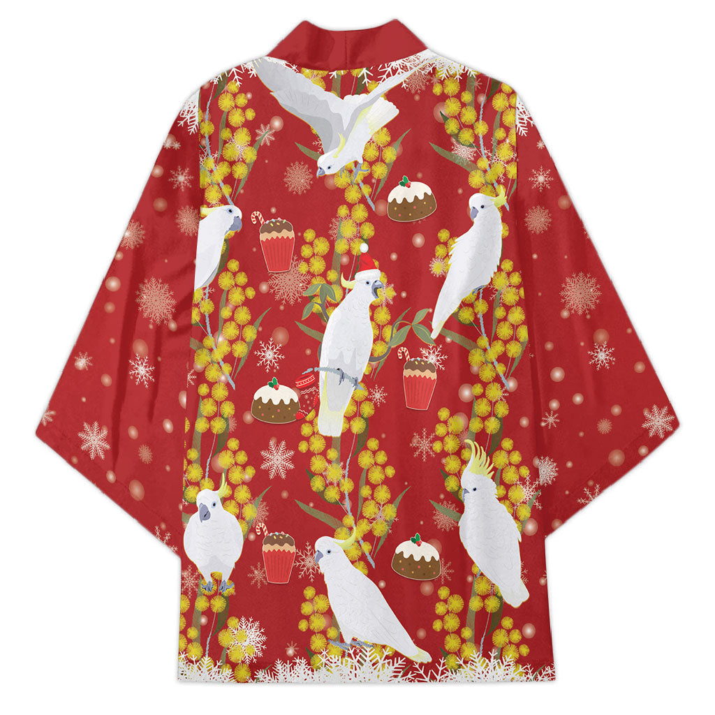 Australia Sulphur-crested Cockatoo Christmas Kimono Aussie Golden Wattle Seamless Style