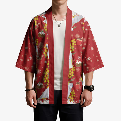 Australia Sulphur-crested Cockatoo Christmas Kimono Aussie Golden Wattle Seamless Style