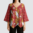 Australia Sulphur-crested Cockatoo Christmas Kimono Sleeve Blouse Aussie Golden Wattle Seamless Style