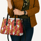 Australia Sulphur-crested Cockatoo Christmas Leather Bag Aussie Golden Wattle Seamless Style