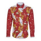 Australia Sulphur-crested Cockatoo Christmas Long Sleeve Button Shirt Aussie Golden Wattle Seamless Style