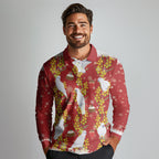 Australia Sulphur-crested Cockatoo Christmas Long Sleeve Polo Shirt Aussie Golden Wattle Seamless Style
