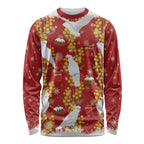 Australia Sulphur-crested Cockatoo Christmas Long Sleeve Shirt Aussie Golden Wattle Seamless Style