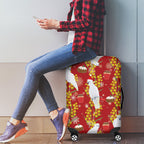 Australia Sulphur-crested Cockatoo Christmas Luggage Cover Aussie Golden Wattle Seamless Style