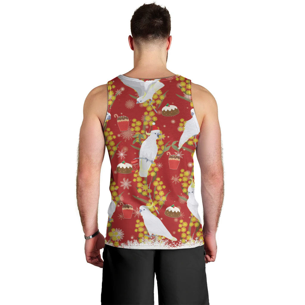 Australia Sulphur-crested Cockatoo Christmas Men Tank Top Aussie Golden Wattle Seamless Style