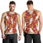 Australia Sulphur-crested Cockatoo Christmas Men Tank Top Aussie Golden Wattle Seamless Style