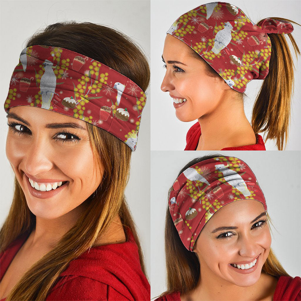 Australia Sulphur-crested Cockatoo Christmas Neck Gaiter Aussie Golden Wattle Seamless Style