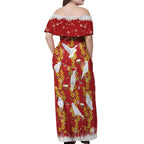 Australia Sulphur-crested Cockatoo Christmas Off Shoulder Maxi Dress Aussie Golden Wattle Seamless Style