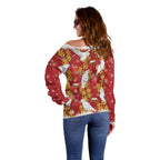 Australia Sulphur-crested Cockatoo Christmas Off Shoulder Sweater Aussie Golden Wattle Seamless Style