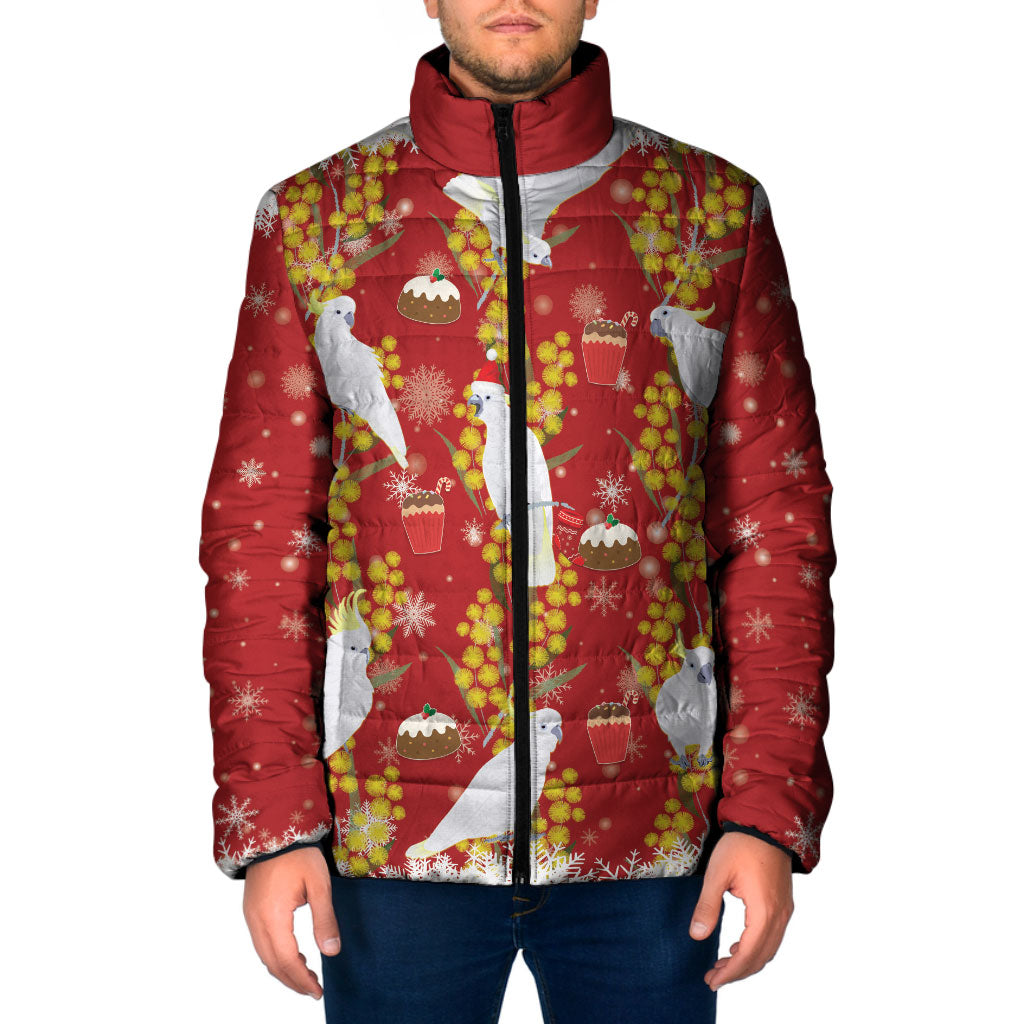 Australia Sulphur-crested Cockatoo Christmas Padded Jacket Aussie Golden Wattle Seamless Style