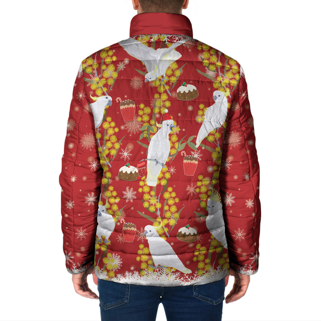 Australia Sulphur-crested Cockatoo Christmas Padded Jacket Aussie Golden Wattle Seamless Style