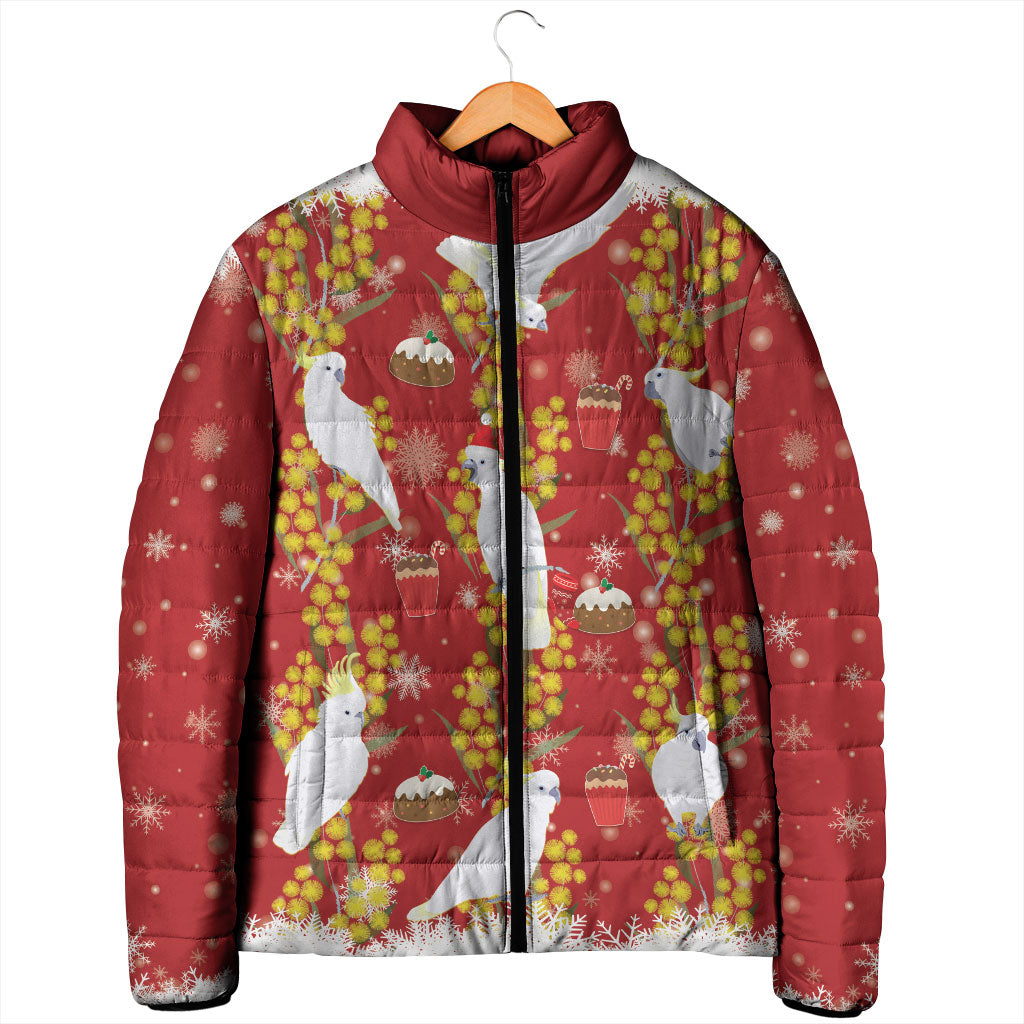 Australia Sulphur-crested Cockatoo Christmas Padded Jacket Aussie Golden Wattle Seamless Style