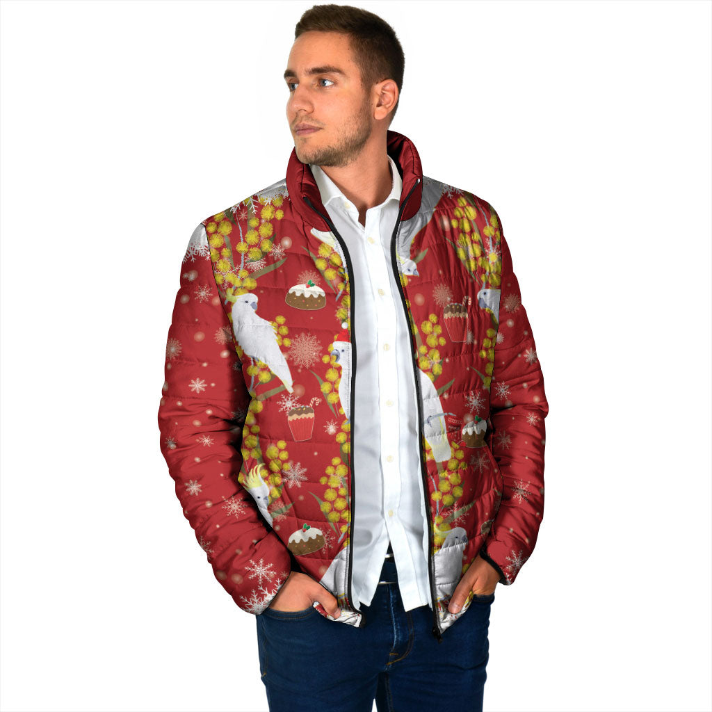 Australia Sulphur-crested Cockatoo Christmas Padded Jacket Aussie Golden Wattle Seamless Style