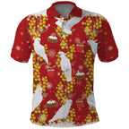 Australia Sulphur-crested Cockatoo Christmas Polo Shirt Aussie Golden Wattle Seamless Style