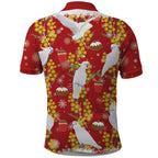 Australia Sulphur-crested Cockatoo Christmas Polo Shirt Aussie Golden Wattle Seamless Style