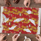 Australia Sulphur-crested Cockatoo Christmas Puzzle Aussie Golden Wattle Seamless Style