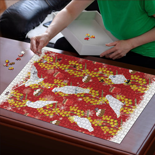 Australia Sulphur-crested Cockatoo Christmas Puzzle Aussie Golden Wattle Seamless Style