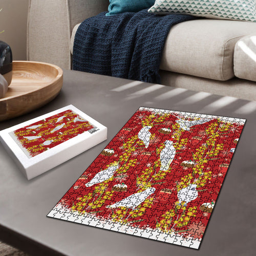 Australia Sulphur-crested Cockatoo Christmas Puzzle Aussie Golden Wattle Seamless Style