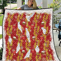 Australia Sulphur-crested Cockatoo Christmas Quilt Aussie Golden Wattle Seamless Style