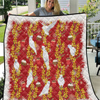 Australia Sulphur-crested Cockatoo Christmas Quilt Aussie Golden Wattle Seamless Style