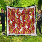 Australia Sulphur-crested Cockatoo Christmas Quilt Aussie Golden Wattle Seamless Style