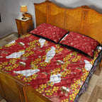 Australia Sulphur-crested Cockatoo Christmas Quilt Bed Set Aussie Golden Wattle Seamless Style