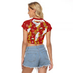 Australia Sulphur-crested Cockatoo Christmas Raglan Cropped T Shirt Aussie Golden Wattle Seamless Style
