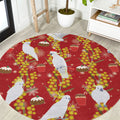 Australia Sulphur-crested Cockatoo Christmas Round Carpet Aussie Golden Wattle Seamless Style