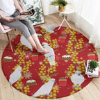 Australia Sulphur-crested Cockatoo Christmas Round Carpet Aussie Golden Wattle Seamless Style