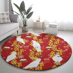 Australia Sulphur-crested Cockatoo Christmas Round Carpet Aussie Golden Wattle Seamless Style
