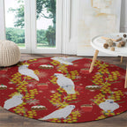 Australia Sulphur-crested Cockatoo Christmas Round Carpet Aussie Golden Wattle Seamless Style