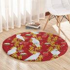 Australia Sulphur-crested Cockatoo Christmas Round Carpet Aussie Golden Wattle Seamless Style