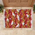 Australia Sulphur-crested Cockatoo Christmas Rubber Doormat Aussie Golden Wattle Seamless Style