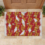 Australia Sulphur-crested Cockatoo Christmas Rubber Doormat Aussie Golden Wattle Seamless Style