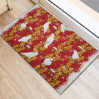 Australia Sulphur-crested Cockatoo Christmas Rubber Doormat Aussie Golden Wattle Seamless Style