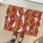 Australia Sulphur-crested Cockatoo Christmas Rubber Doormat Aussie Golden Wattle Seamless Style