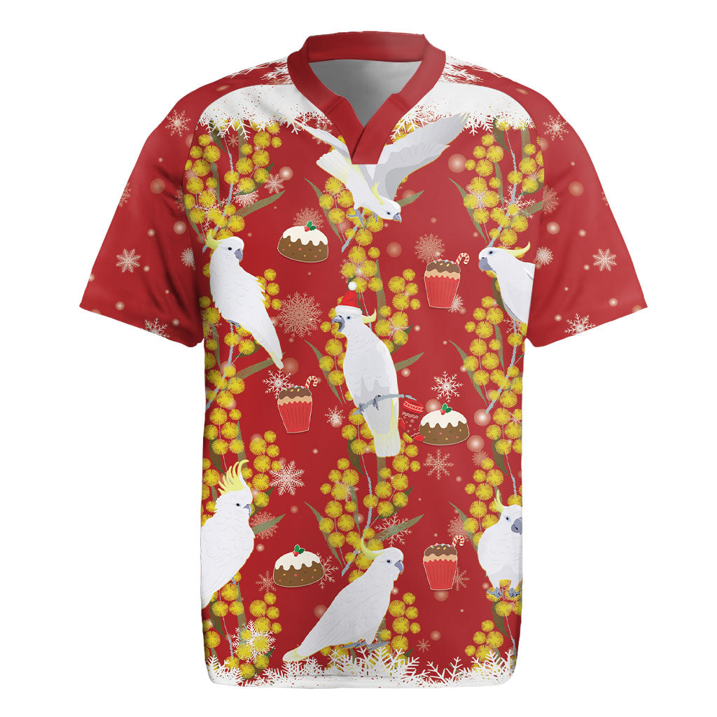Australia Sulphur-crested Cockatoo Christmas Rugby Jersey Aussie Golden Wattle Seamless Style