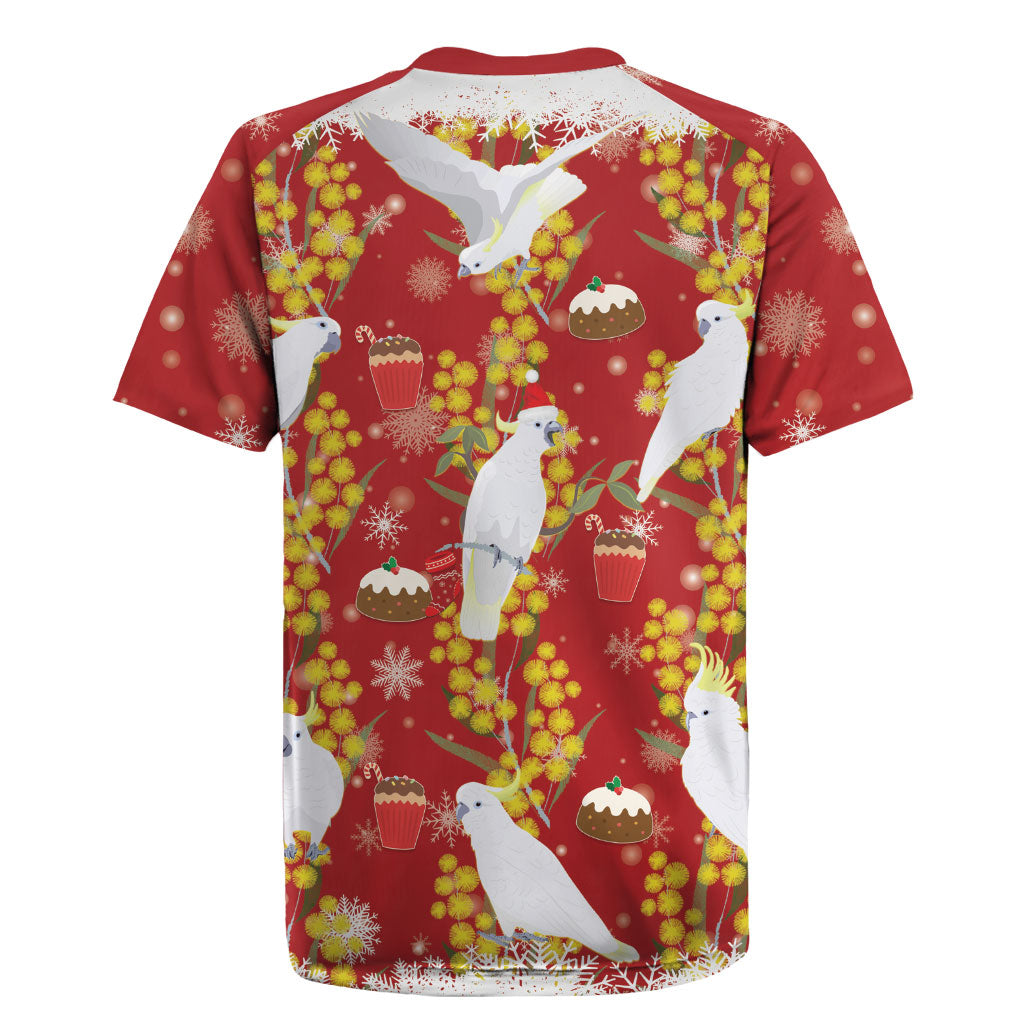 Australia Sulphur-crested Cockatoo Christmas Rugby Jersey Aussie Golden Wattle Seamless Style