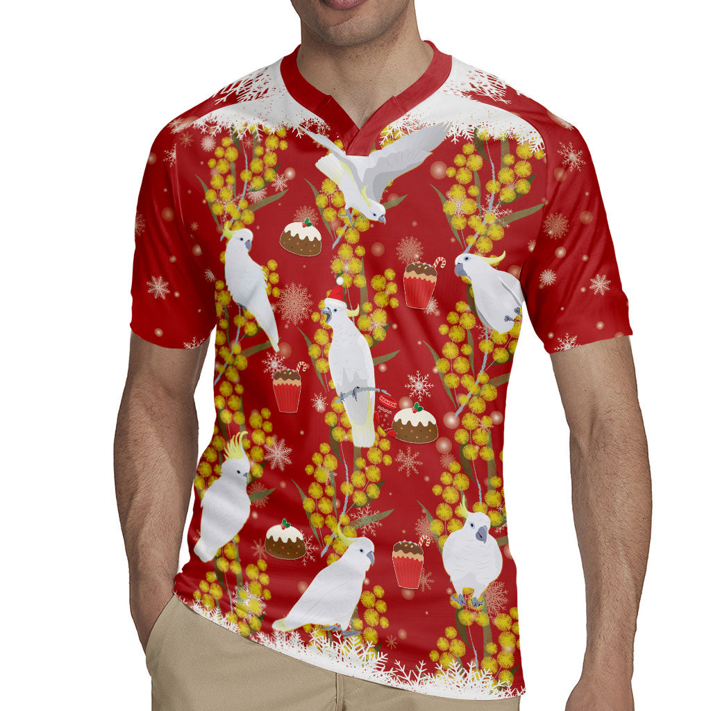 Australia Sulphur-crested Cockatoo Christmas Rugby Jersey Aussie Golden Wattle Seamless Style